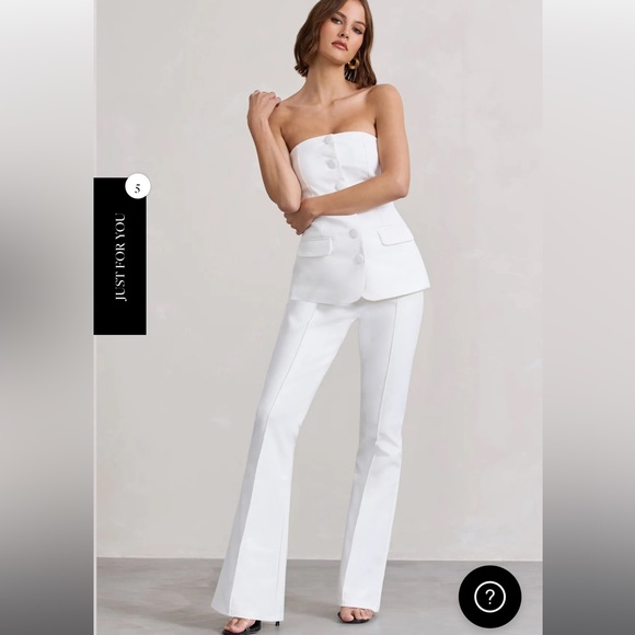 NEW Club L London Matching set - white strapless tailored top and trousers - Picture 6 of 7